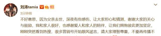 刘涛深夜发文哭诉老公炒币失败？真相是父亲去世？结局更令人心疼