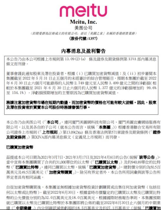 美图炒币浮亏超3亿，上半年净亏损预增逾99%！币圈“雷声阵阵”，马斯克也亏钱，华人首富财富蒸发超90%