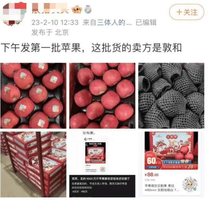 财经大V炒苹果期货，结果炒成果农！当事人：300多万斤砸手里，正日夜加班网上出售