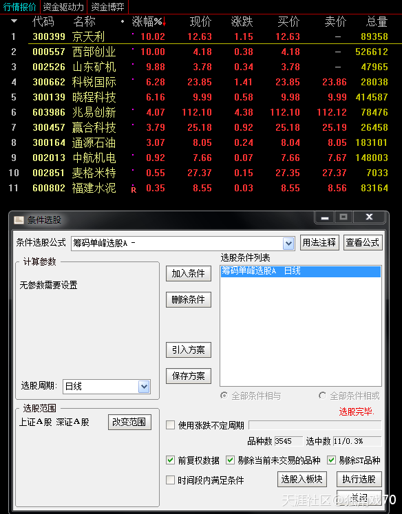 介绍一款：单峰筹码选股指标（通达信）